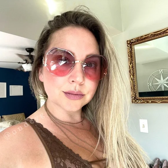 Geo Octagon Rose Metal Frame Sunnies Sunglasses - Picture 2 of 6